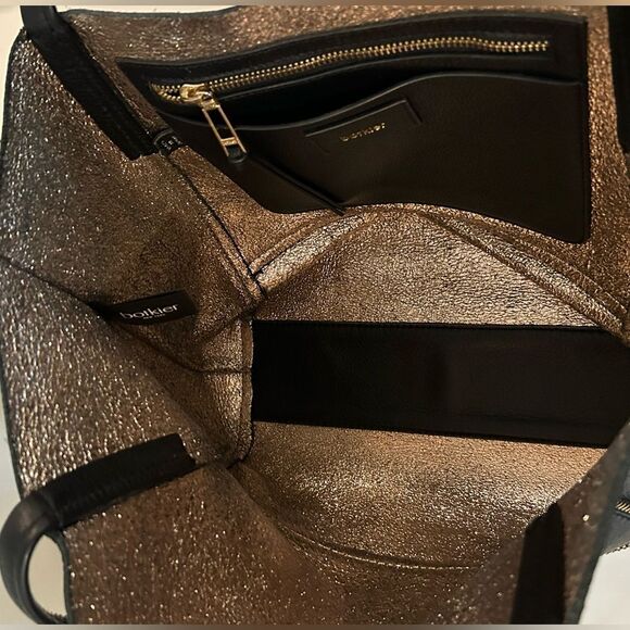 BOTKIER BLACK PEBBLE LEATHER SOHO ZIPPER TRIM TOTE SHOULDER BAG $298 - Picture 10 of 15